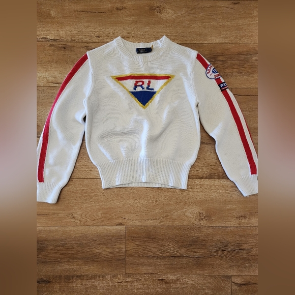 $268 Ralph Lauren Ski Logo Graphic Cotton Sweater Women's M Patch 1967 Downhill - Picture 6 of 13